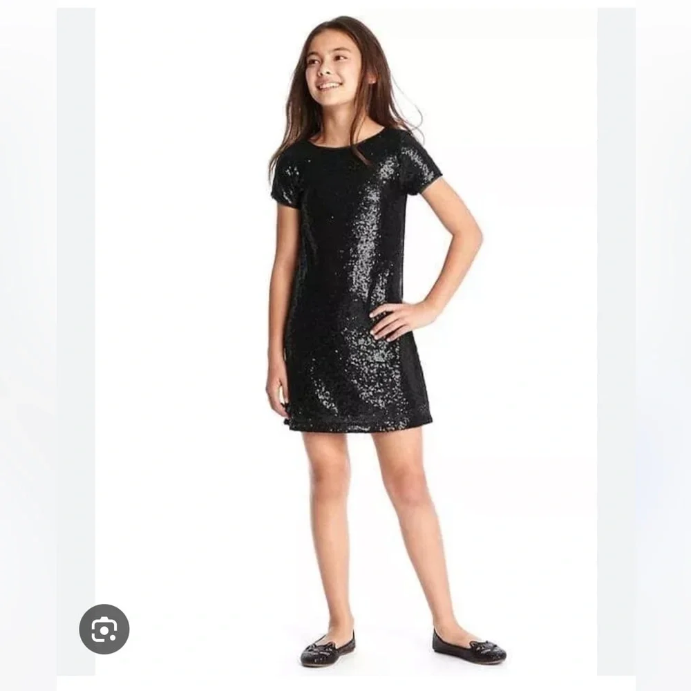 Gap Kids Sequins Black mini shift dress. Size M